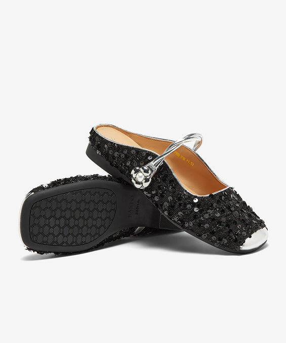 Pink Sequins Splicing French Slide Sandals