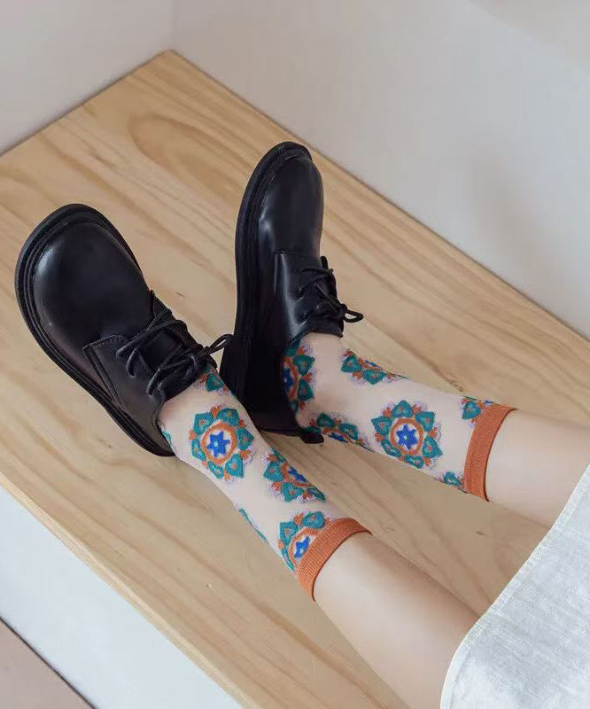 Jacquard Sheer Mesh Mid Calf Socks