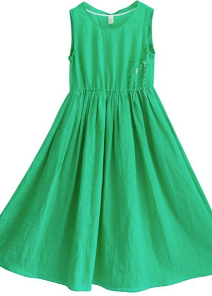 Diy O Neck Sleeveless Summer Wardrobes Work Green Long Dresses