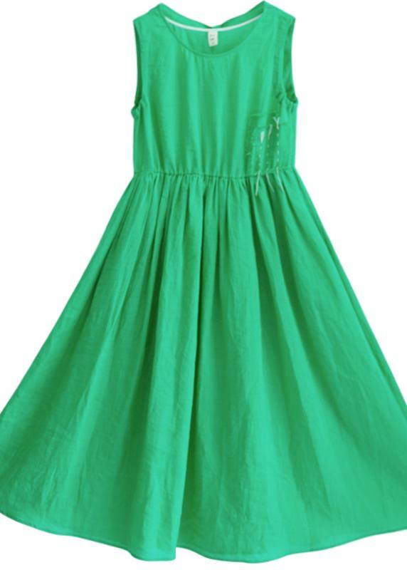 Diy O Neck Sleeveless Summer Wardrobes Work Green Long Dresses