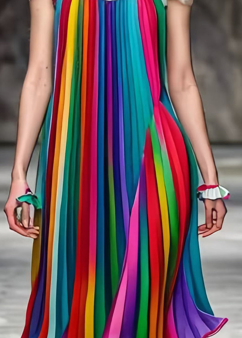 Rainbow Oversized Wrinkled Cami Dress Summer