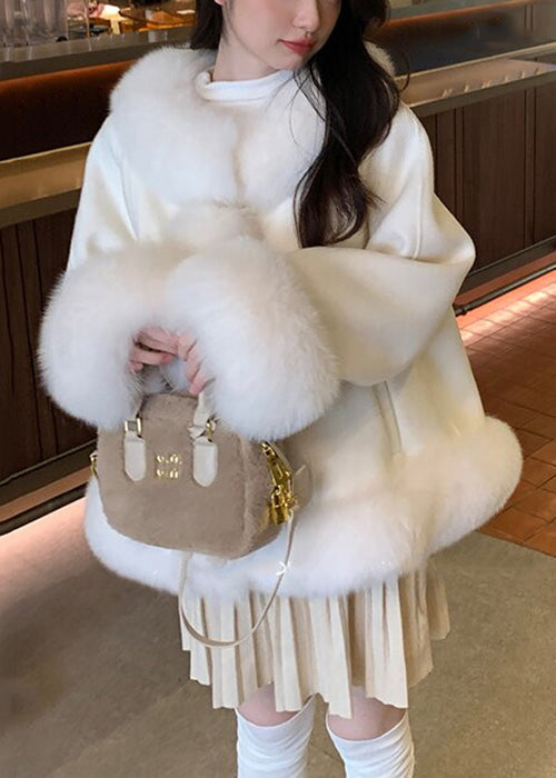 White Fur Collar Patchwork Duck Down Coats Winter