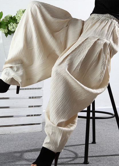 Grey Pockets Wrinkled Harem Spring Pants