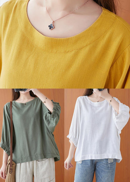 Simple White O-neck Cotton Top Summer