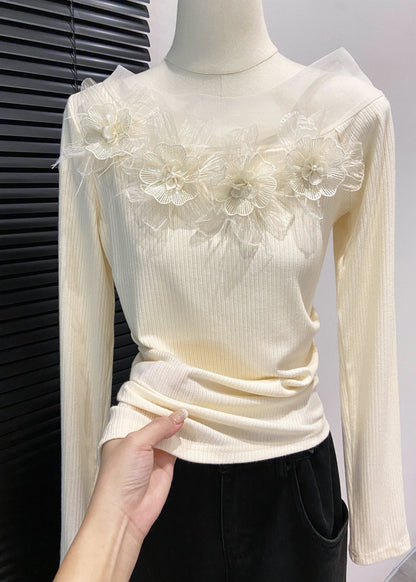 Diy Yellow Cold Shoulder Decorated Cotton Shirts Fall