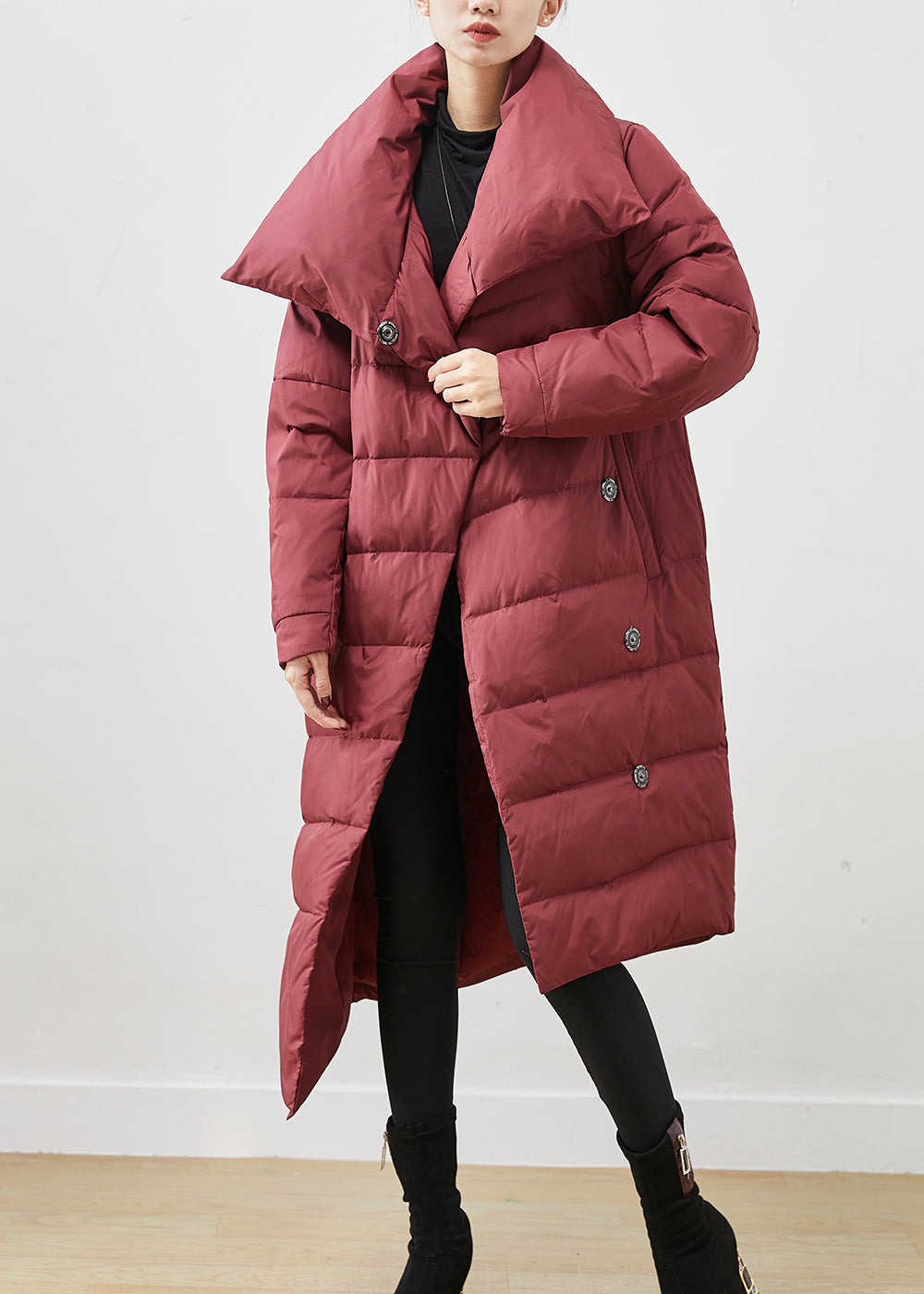 Mulberry Asymmetrical Warm Duck Down Puffer Jacket Winter