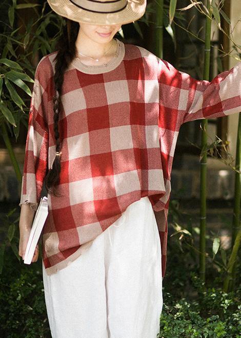 Classy Half Sleeve Spring Clothes Ideas Red Plaid Blouse