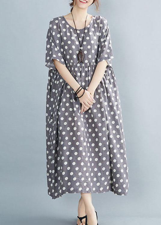 Italian Grey Dot Patchwork Summer Party Dresses