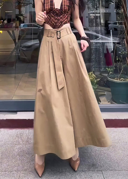 Original Design Khaki High Waist Cotton Pants Skirt Fall