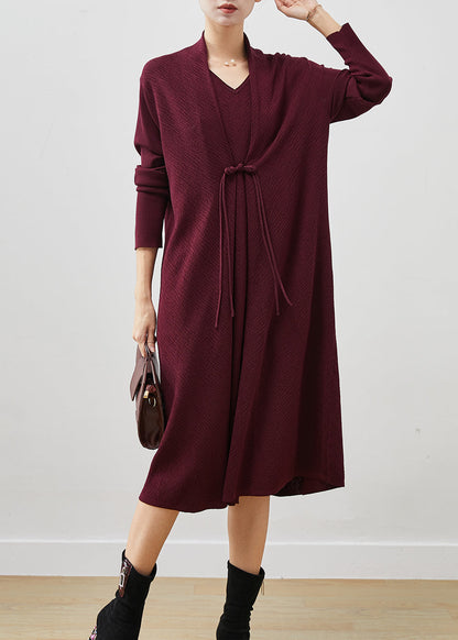 Mulberry Oversized Patchwork Knit Long Dresses Spring