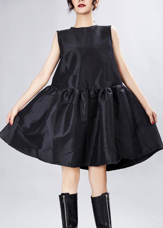 Black O-neck Half Sleeve Dress Summer
