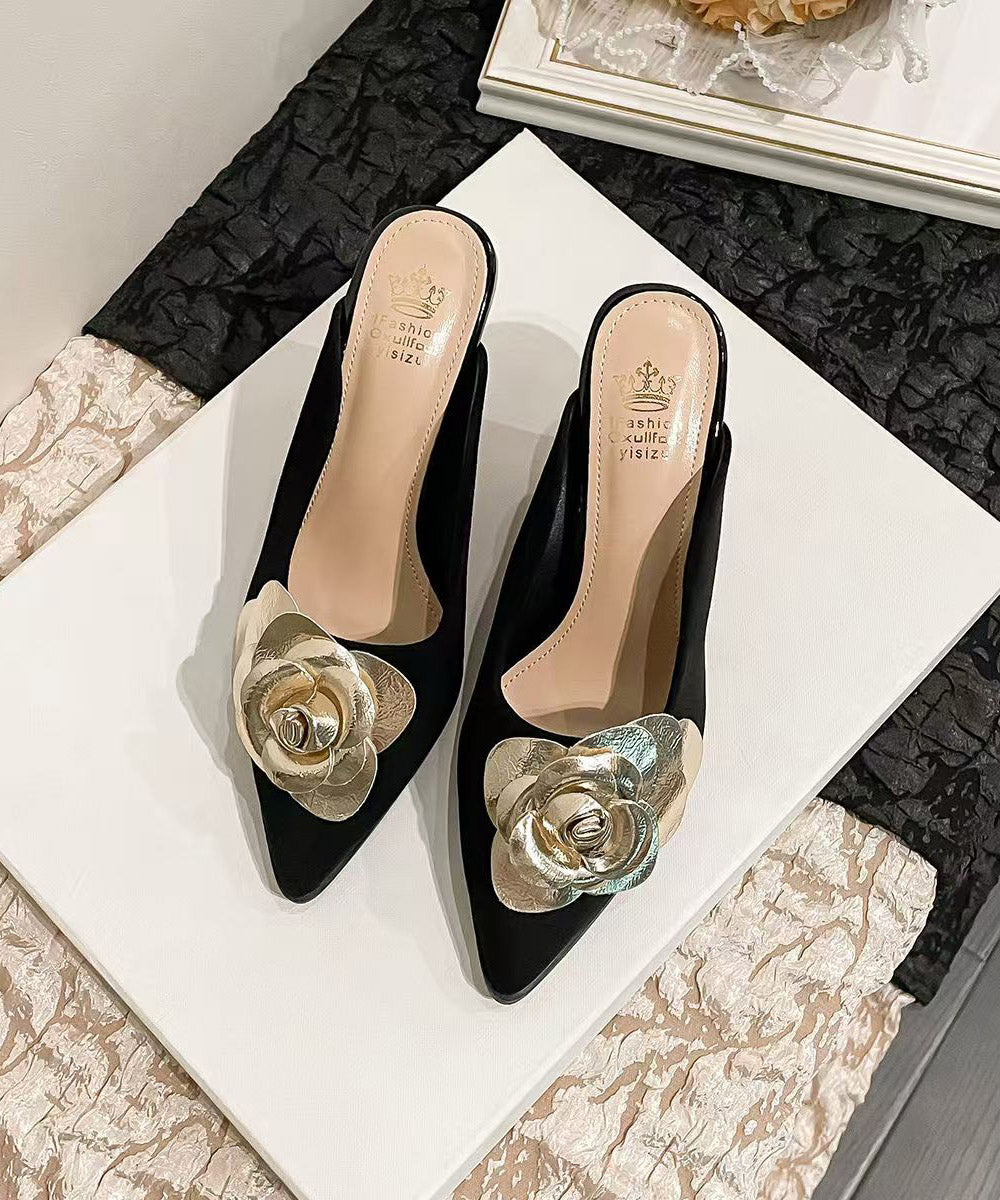 Classy Splicing Wedge Heels Black Suede Slide Sandals