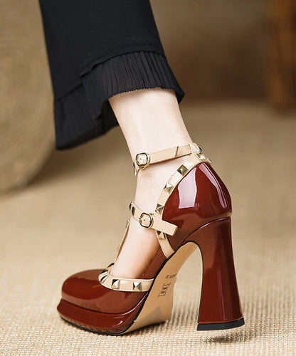 Mulberry Sandals Chunky Sheepskin Splicing Rivet