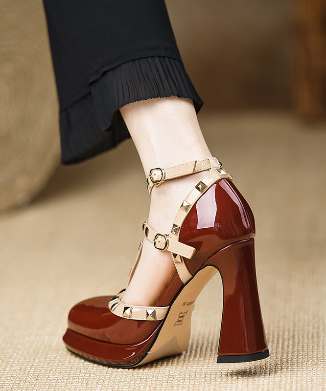 Mulberry Sandals Chunky Sheepskin Splicing Rivet