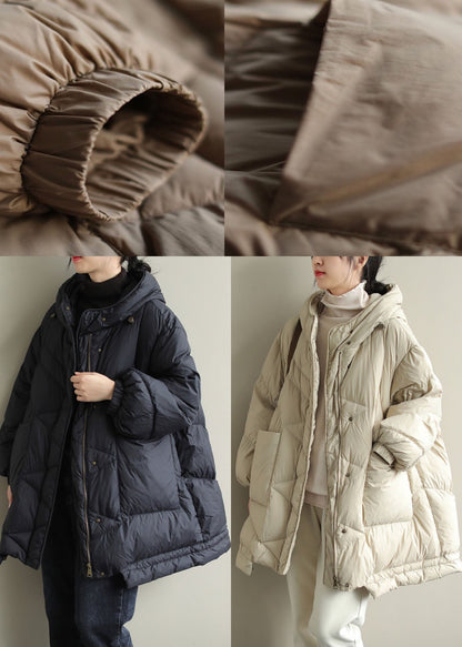 Beige Stand Collar Warm Winter Duck Down Coat