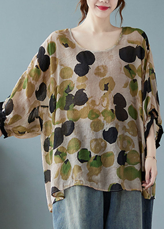 Green O-neck Dot Half Sleeve Shirts