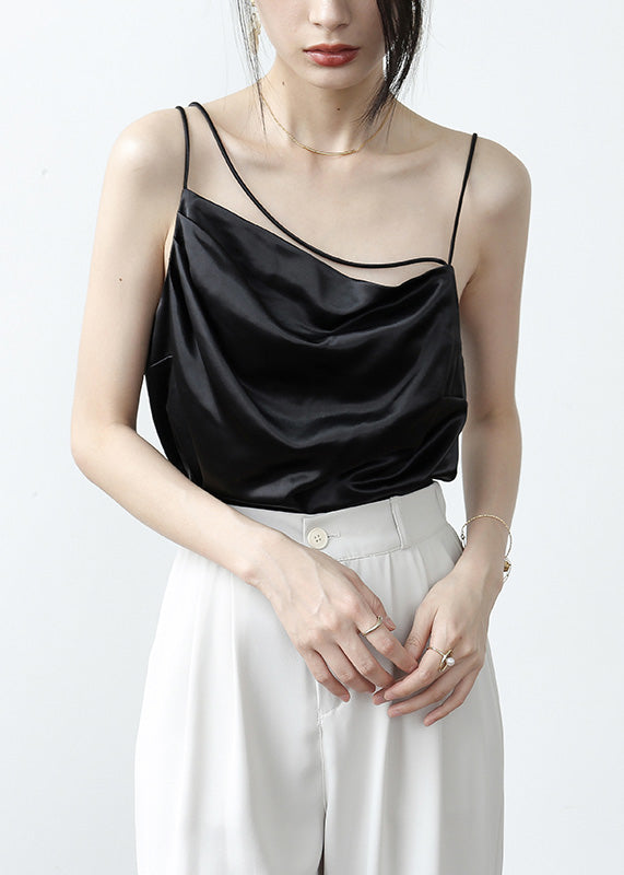 Brief Apricot Slash Neck Satin Top Summer