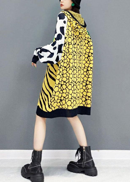 Simple Color Block Hooded Patchwork Fall Print Sweatshirt