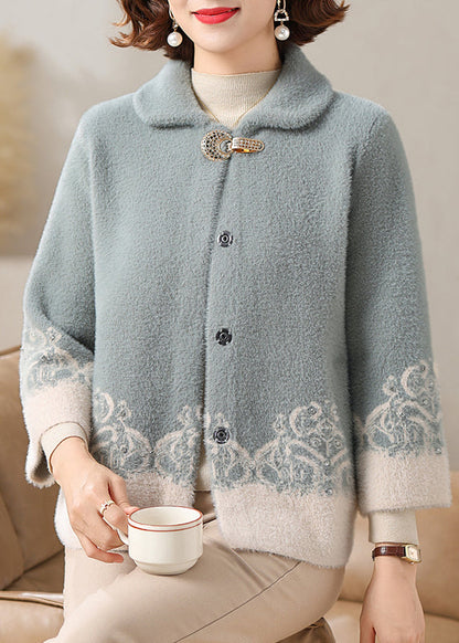Modern Green Patchwork Mink Velvet Coats Fall