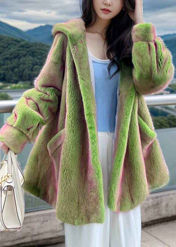Green Cinched Hooded Coats Winter