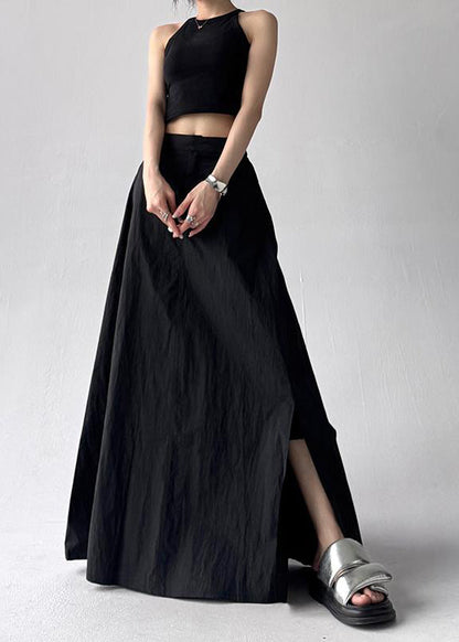 Grey Exra Large Hem Side Open a Line Skirt Summer