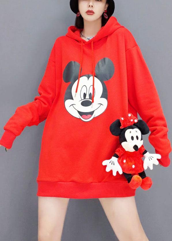 Christmas Red Loose Fall Sweatshirt Street Wear
