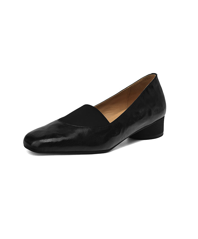 Brown Chunky Sheepskin Comfy Splicing Loafers