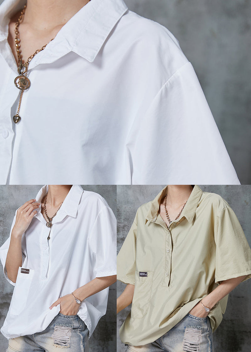 Khaki Cotton Pullover Oversized Drawstring Summer