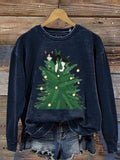 Comstylish Women's Christmas Cute Pet Cat Printed Sweatshirt