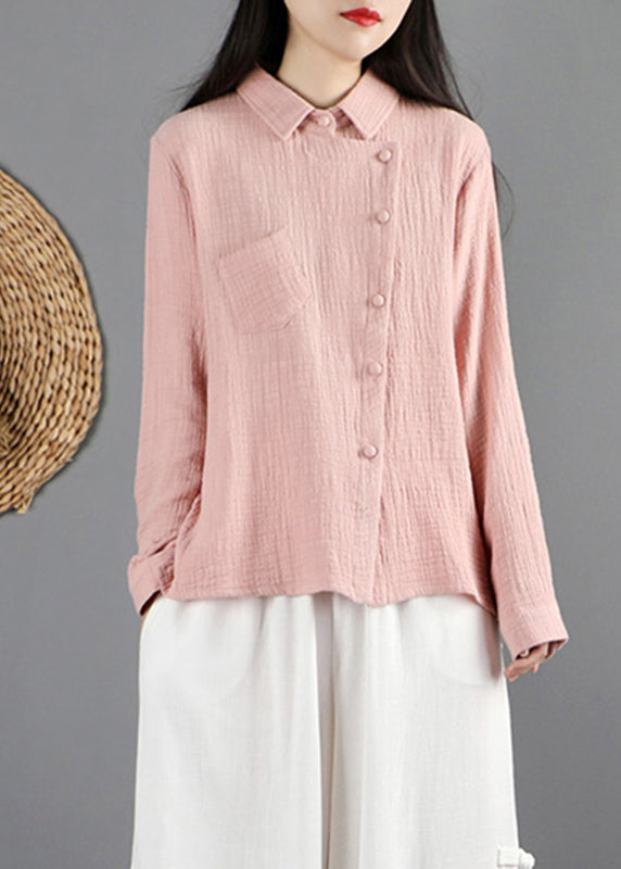 Fine Pink Button Shirt Long Sleeve