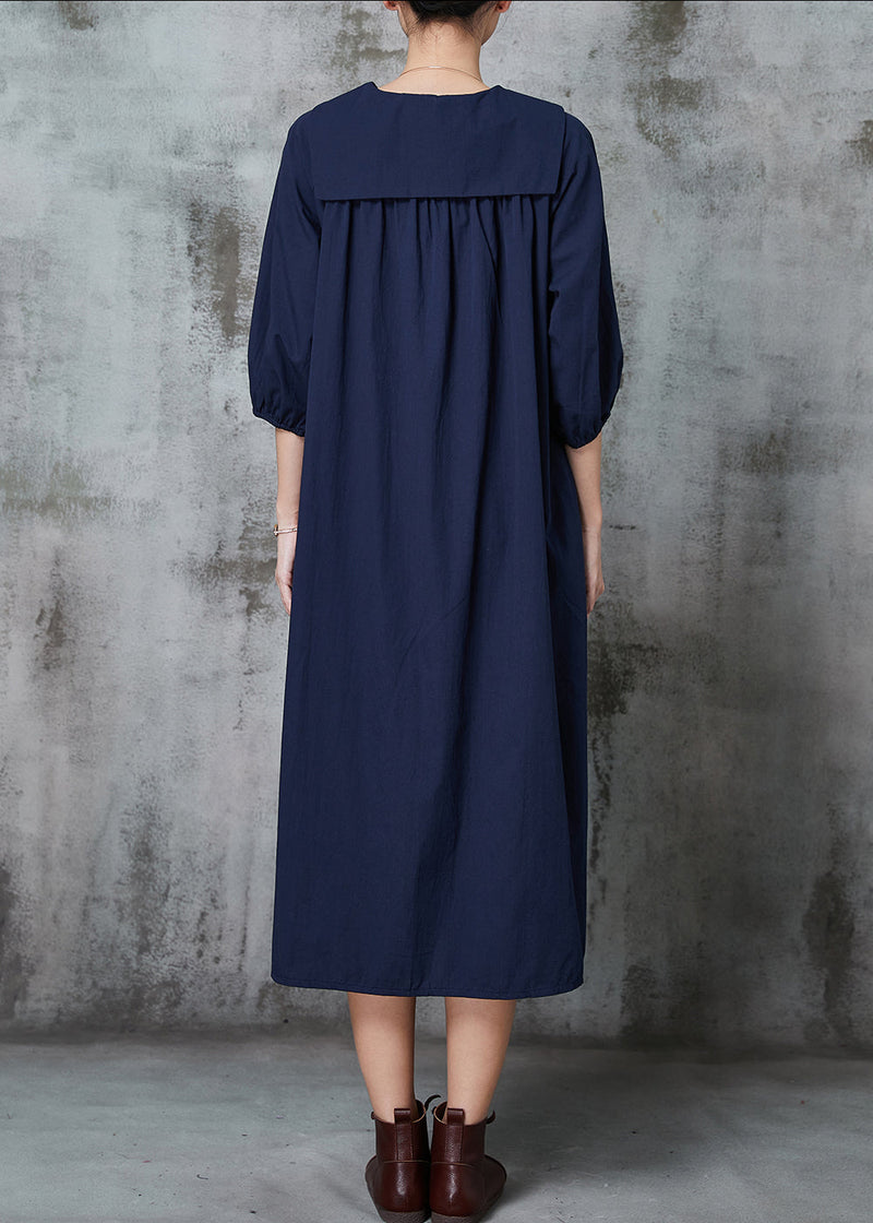 Navy Oversized Cotton Maxi Dresses Summer