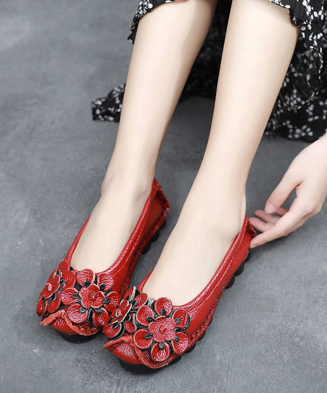 Black Cowhide Leather Splicing Flat Shoes for