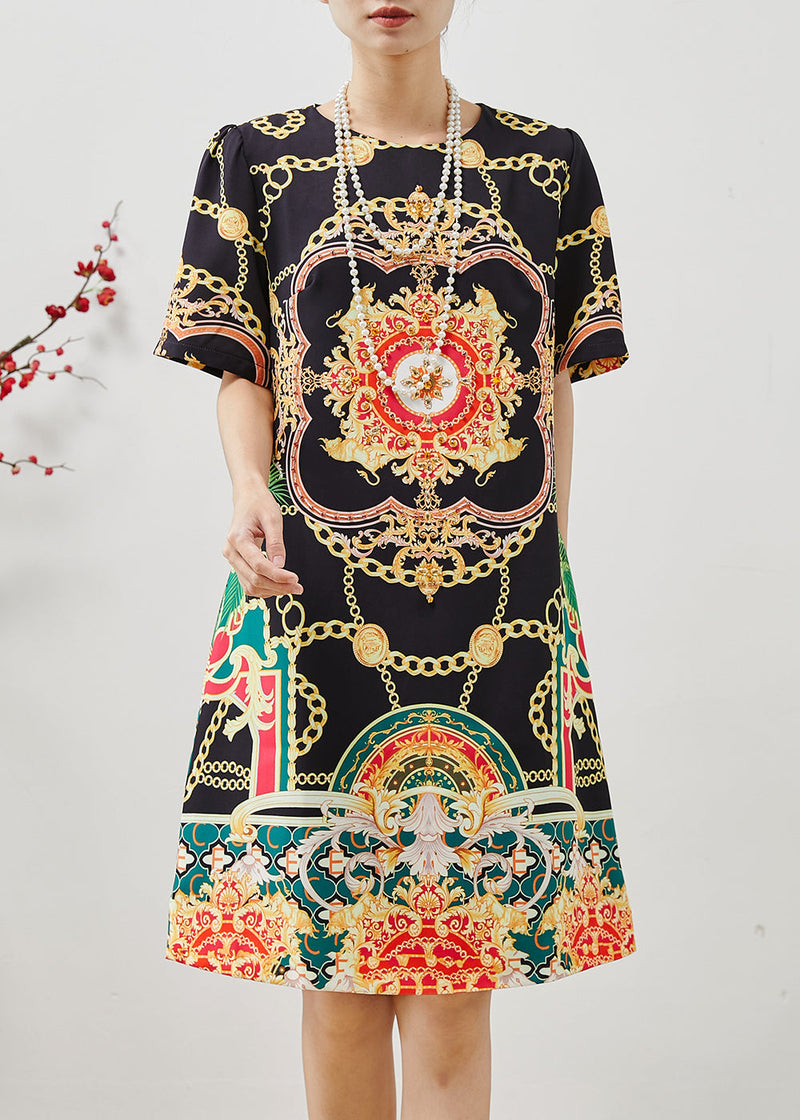 Black Silm Fit Print Cotton Work Dress Summer