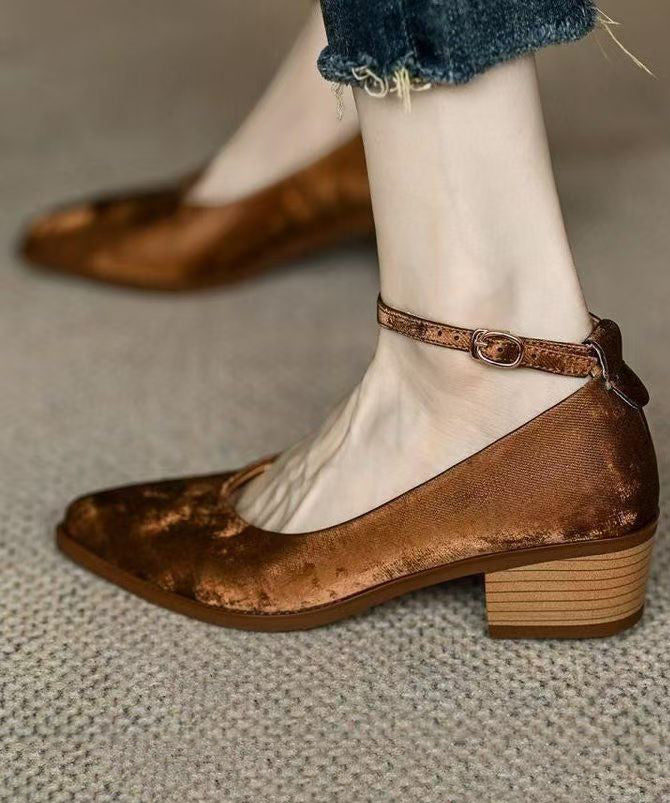 Green Faux Leather Loafers for Splicing Buckle Strap