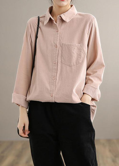 Modern Pink Clothes for Lapel Pockets Spring Tops