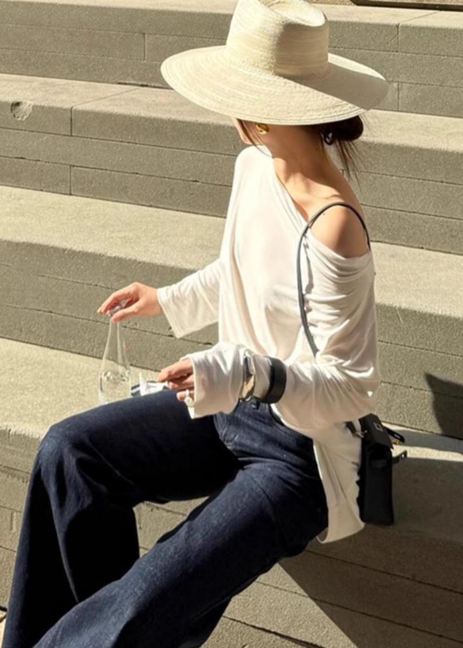White Backless Patchwork Tulle Shirt Top Summer