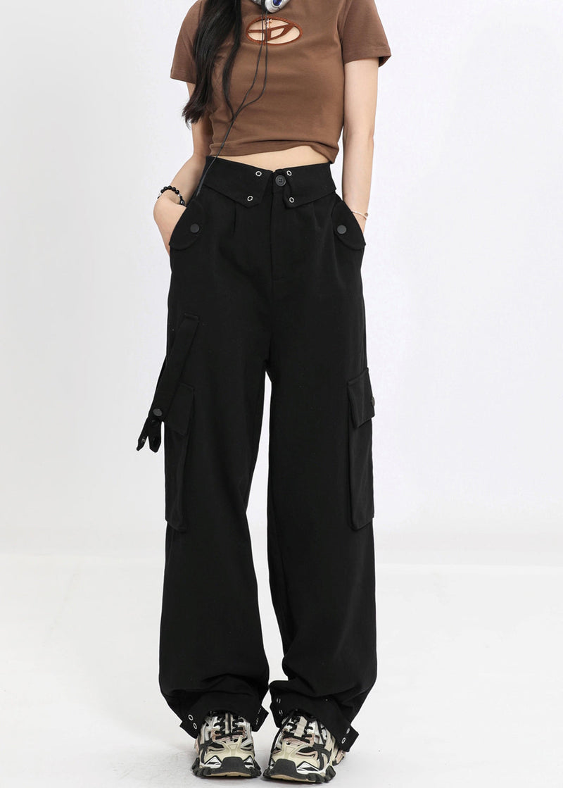Stylish Red Pockets High Waist Denim Pants Spring