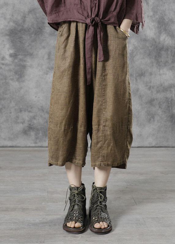 Khaki Patchwork Crop Fall Pants