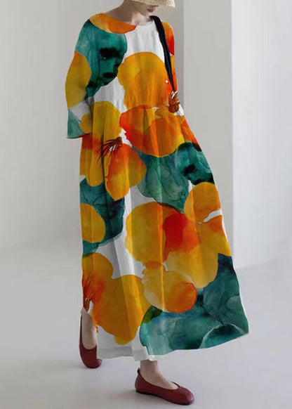 Blue Print Wrinkled Maxi Dress Spring