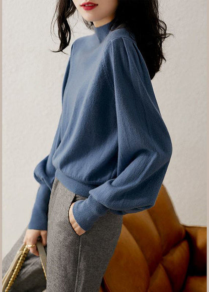 Camel Turtleneck Knit Top Long Sleeve