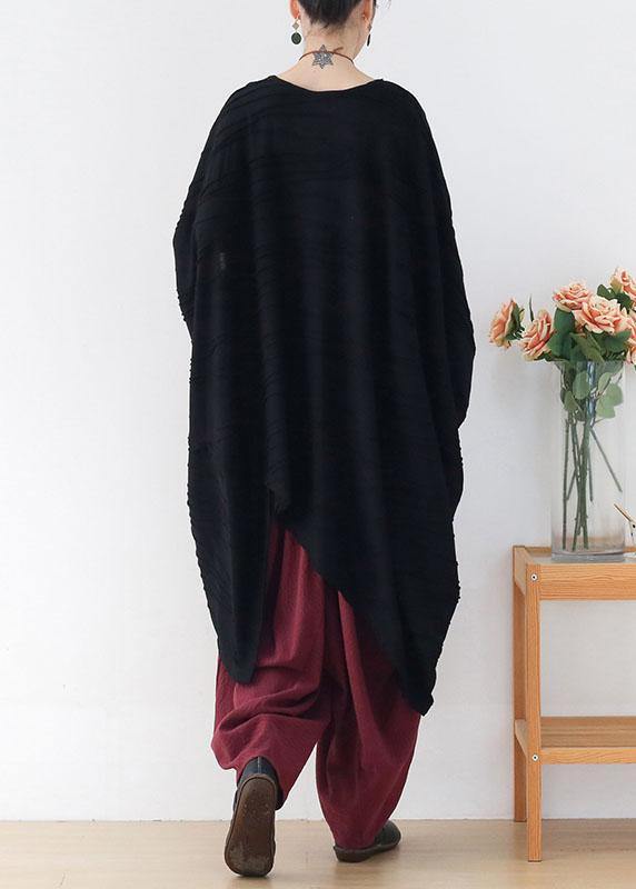 Classy Black O-neck Loose Fall Long Sleeve Tops