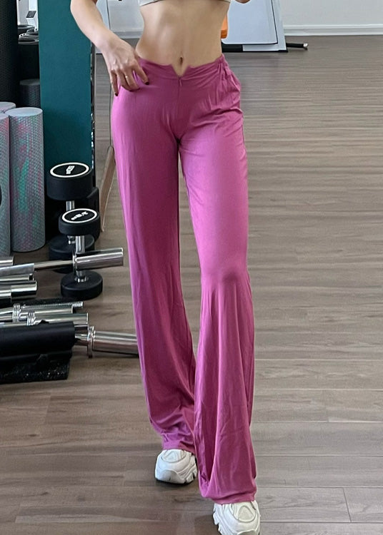 Classy Rose Elastic Waist Cotton Straight Pants Summer