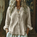 Vintage Elegant Art Linen Ruffle Shirt artswardrobe