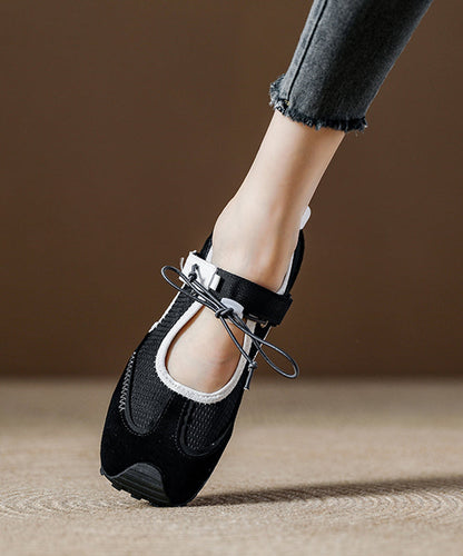 Orange Breathable Mesh Boutique Splicing Flat Shoes