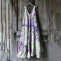 Comstylish Vintage Violet Floral Art Linen Tank Dress