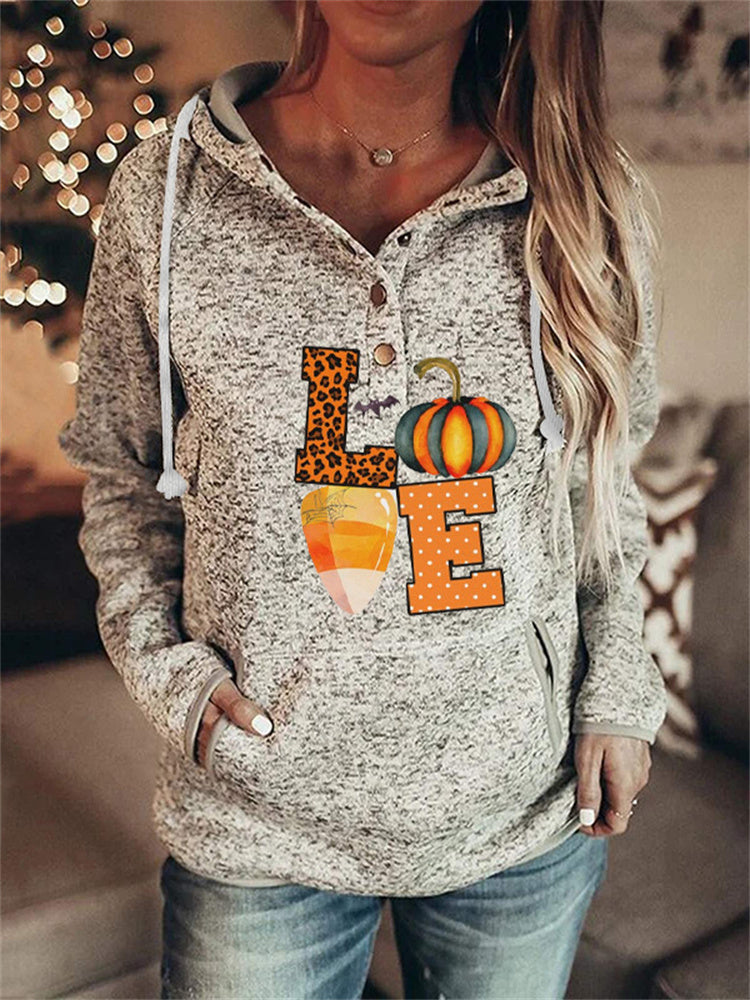 Pumpkin Print Thanksgiving Hooded Sweatshirt artswardrobe