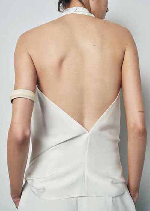 Original White Backless Tops Sleeveless