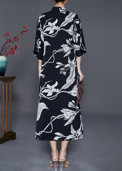 Fine Black Print Silm Fit Oriental Dresses Summer