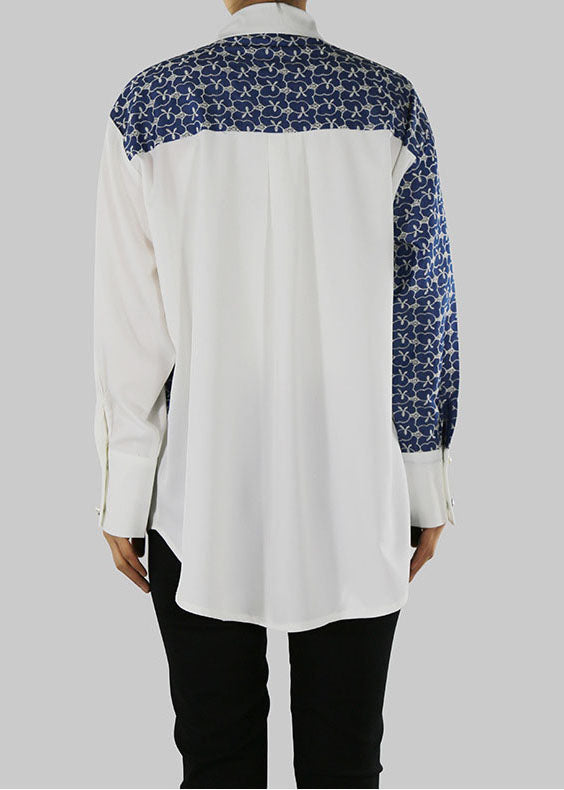 White Peter Pan Collar Print Shirt Top Spring