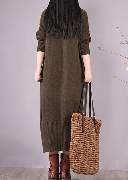Chocolate Dresses Zippered Pockets Maxi Spring Dress